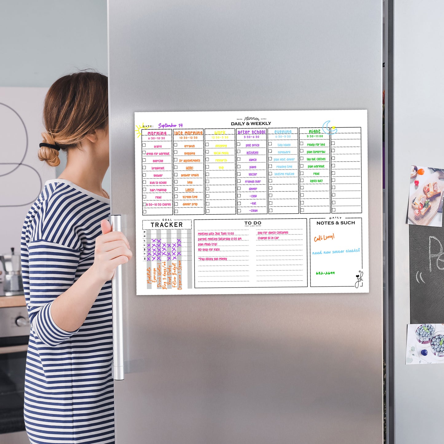 time block work planner template magnetic custom