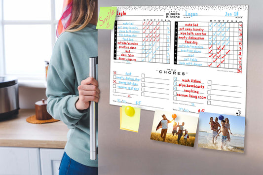 Magnetic Weekly Chore Chart for Multiple Kids - Mid Mod