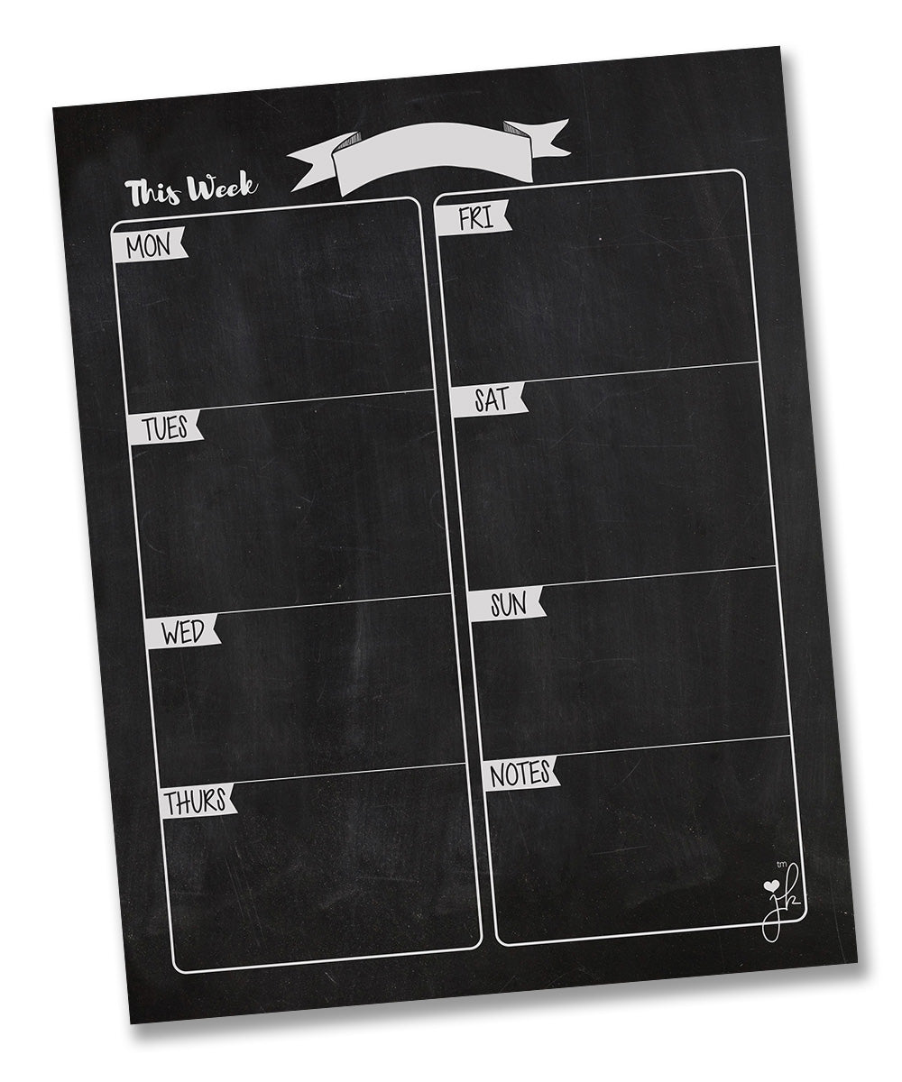 Magnetic Week Planner - Chalkboard Design