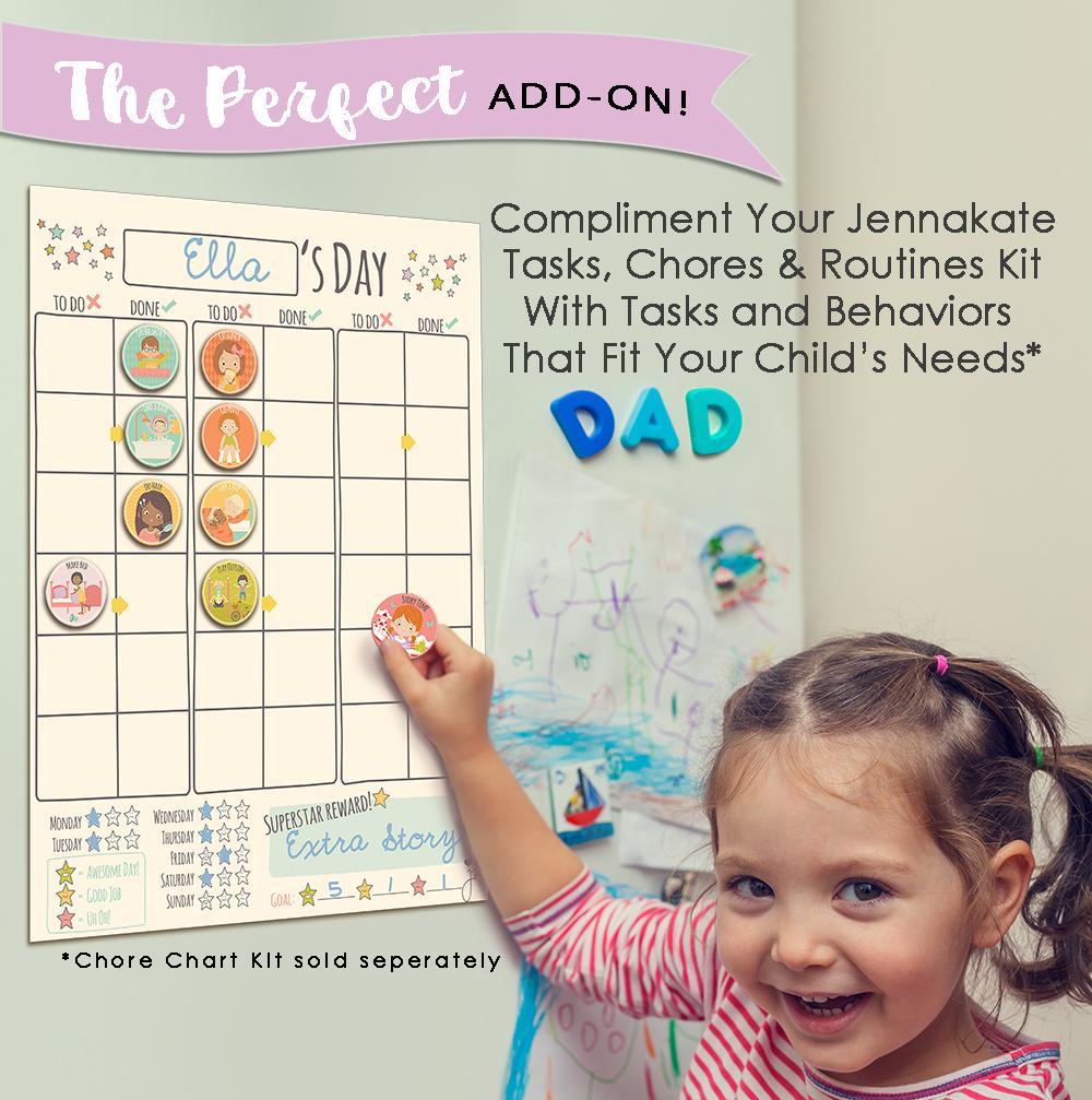 Add-On Task Magnets for Preschool Magnetic Chore Chart Kit - DAILY CHORES - JennaKate