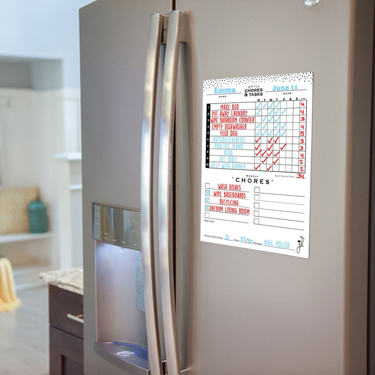 magnetic chore chart for adults teens kids roommates 8 year olds