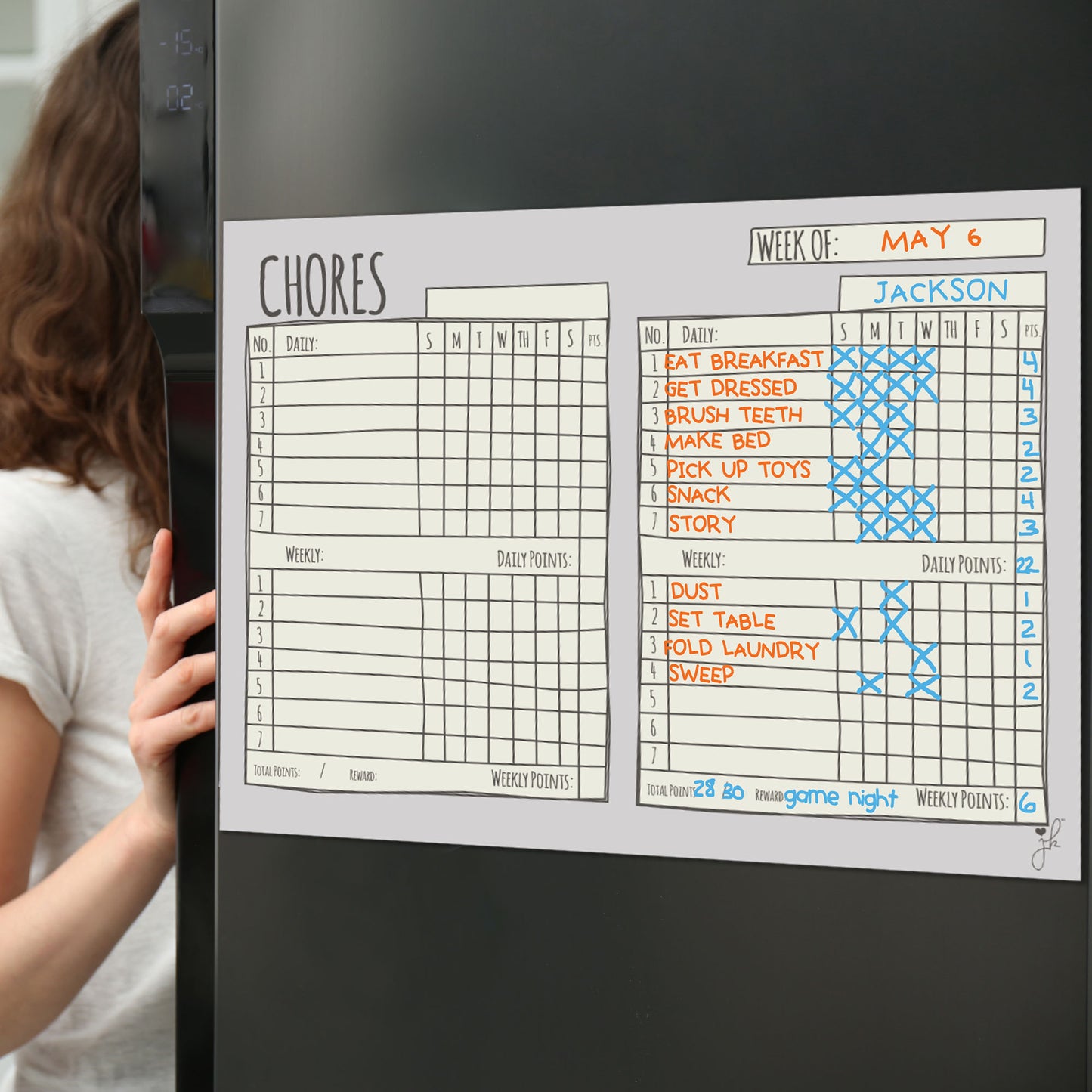 Family Chore Chart for Multiple Kids 2 kids morning chore board task list for teens