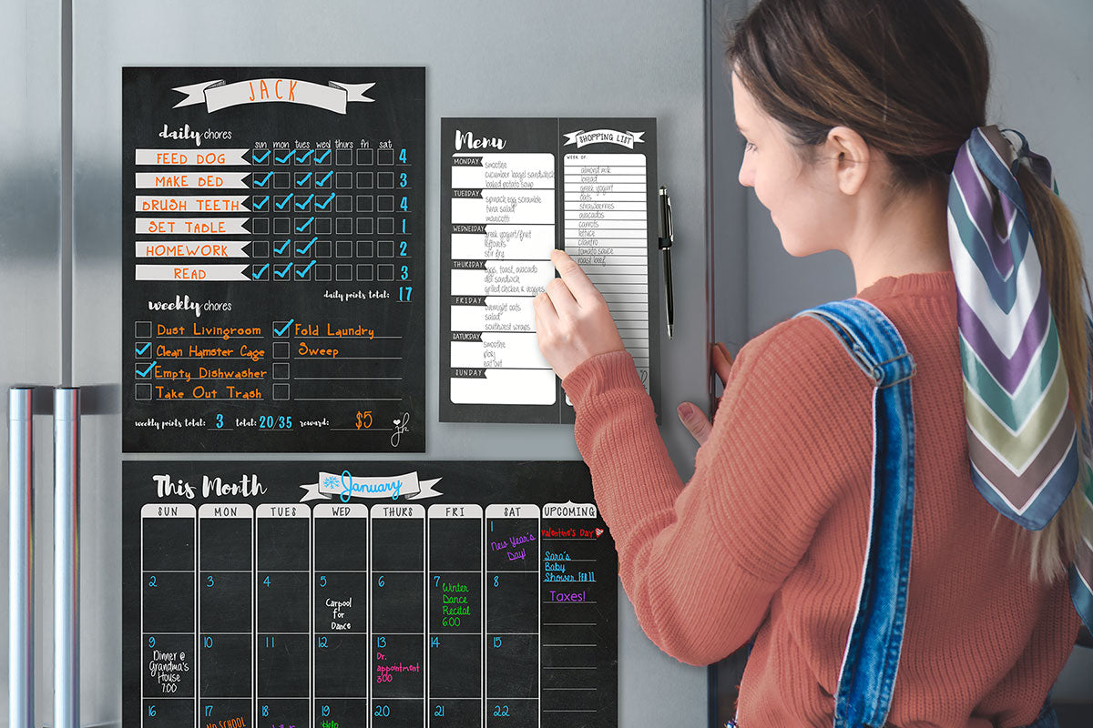 family command center dry erase magnetic whiteboard menu planning calendar for fridge