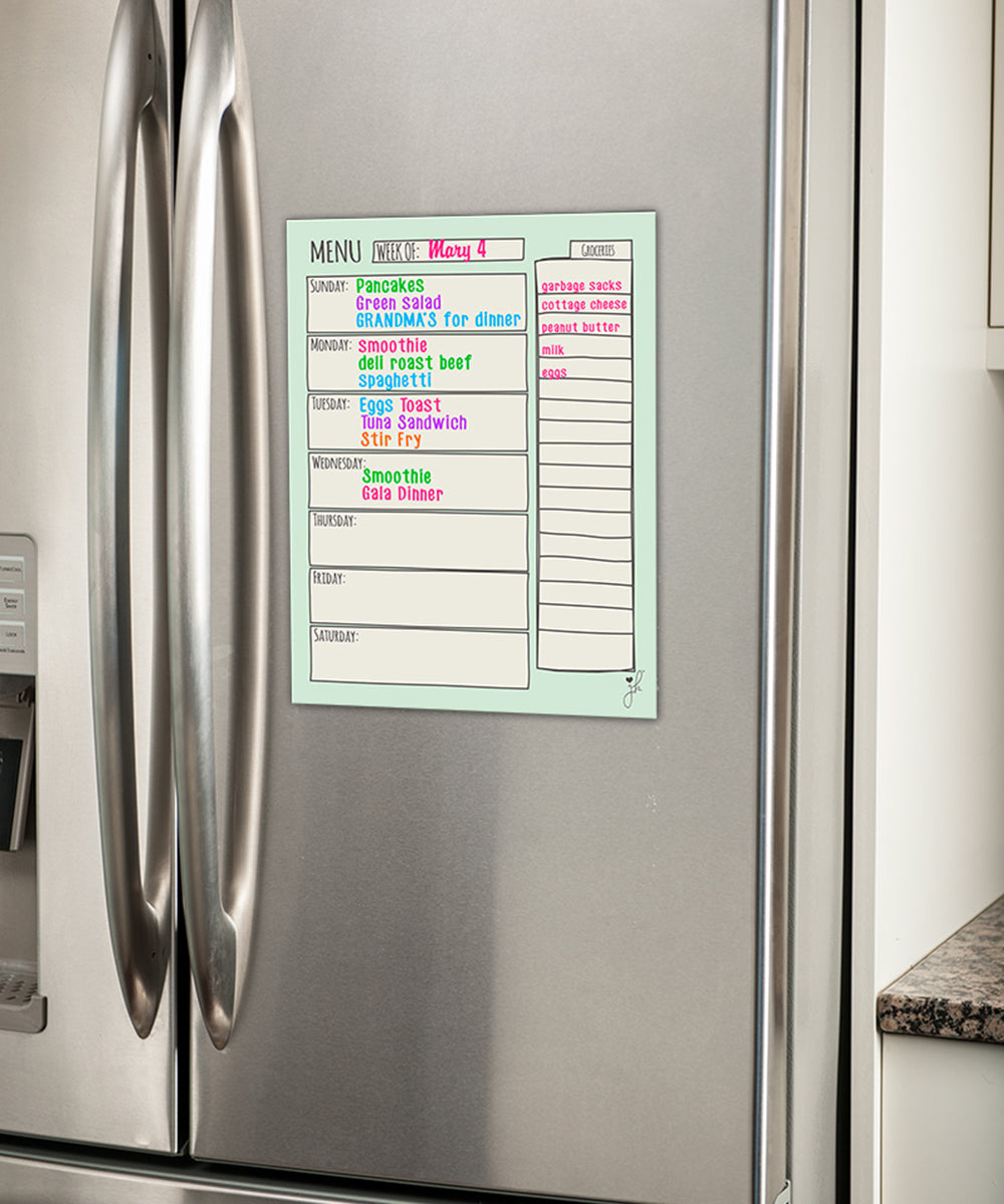 reusable magnetic dry erase meal planning menu chart for fridge