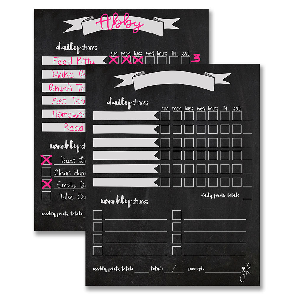2 Pack Chore Chart for Multiple Kids magnetic chalkboard 