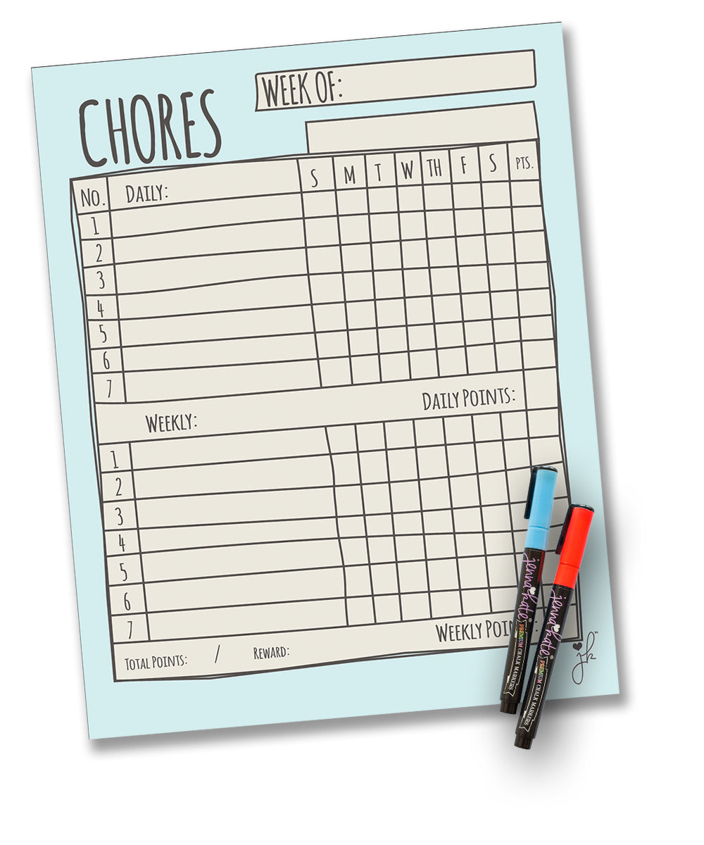 Magnetic Single Chore Chart with Markers- Sketch