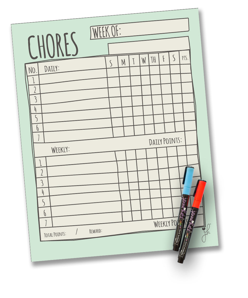 Magnetic Single Chore Chart with Markers- Sketch