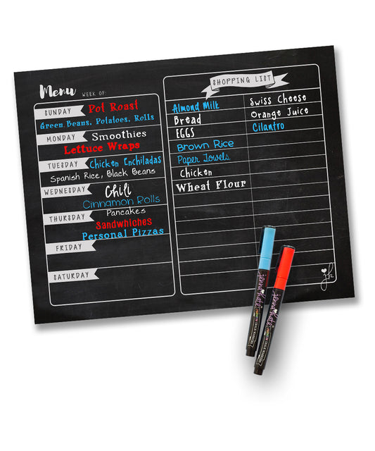 Large Magnetic Dry Erase Menu with Markers- Chalkboard Design