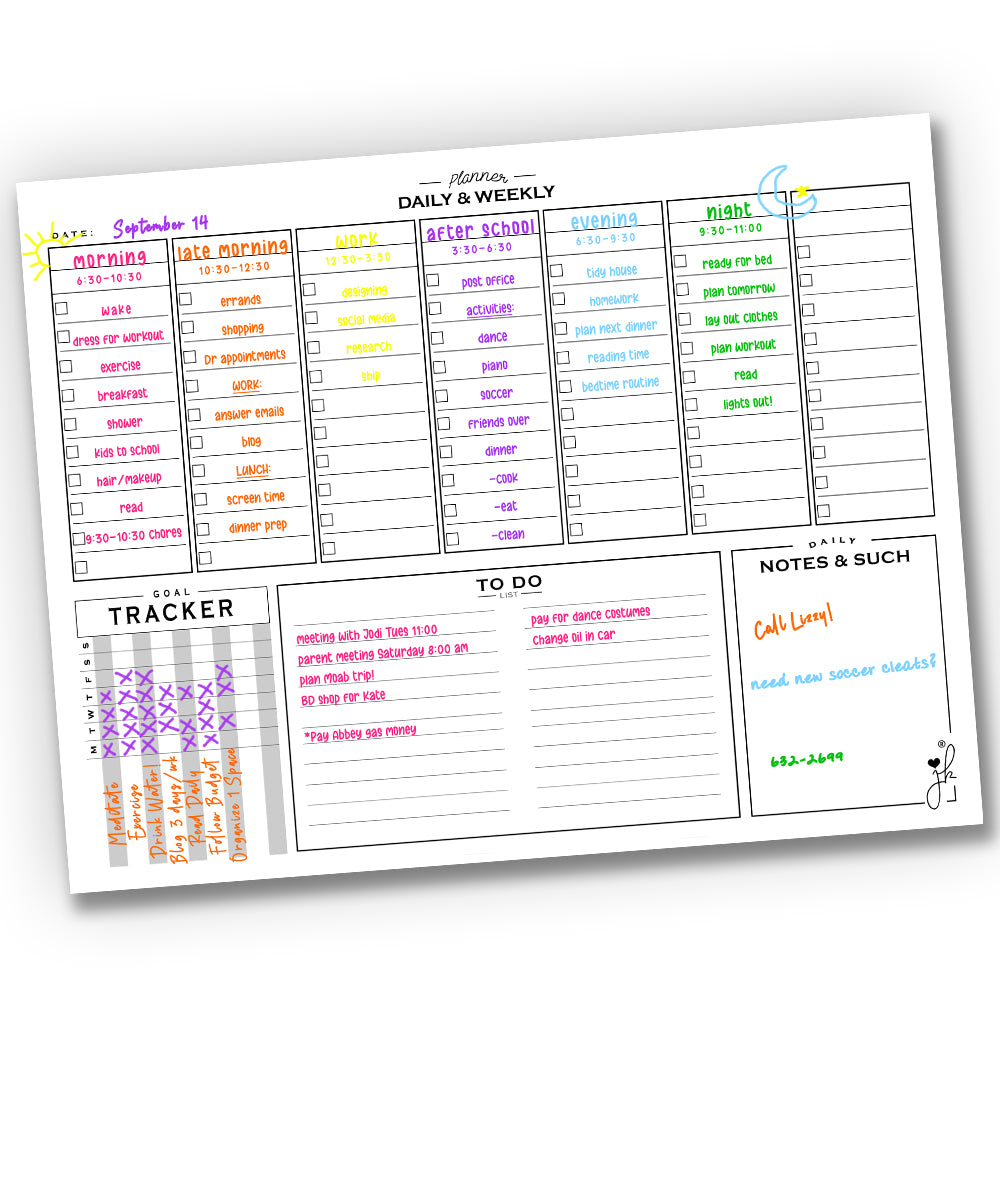 Time Block Schedule Planner - Mid Mod Style - 17