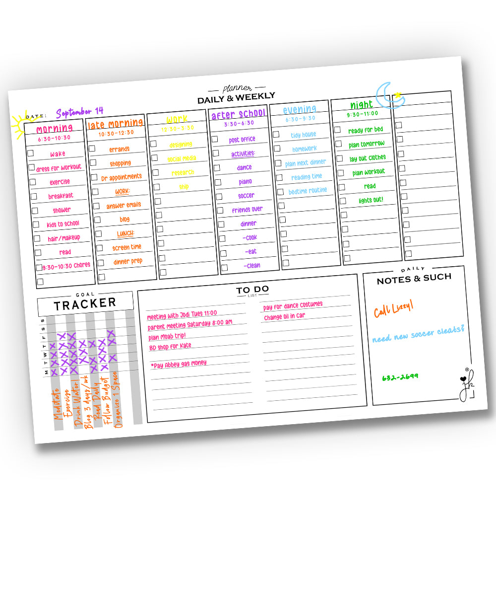 Time Block Schedule Planner for daily work from home time management