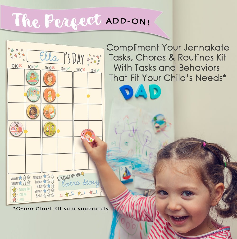 Add-On Task Magnets for Preschool Magnetic Chore Chart Kit - GET READY FOR SCHOOL - JennaKate