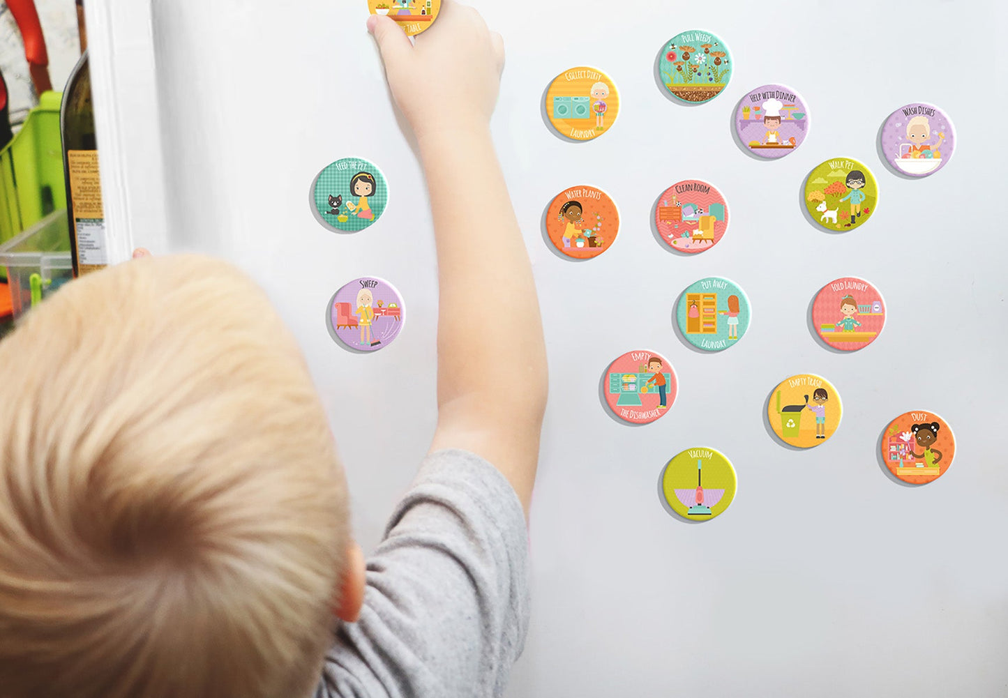Add-On Task Magnets for Preschool Magnetic Chore Chart Kit - GET READY FOR SCHOOL - JennaKate
