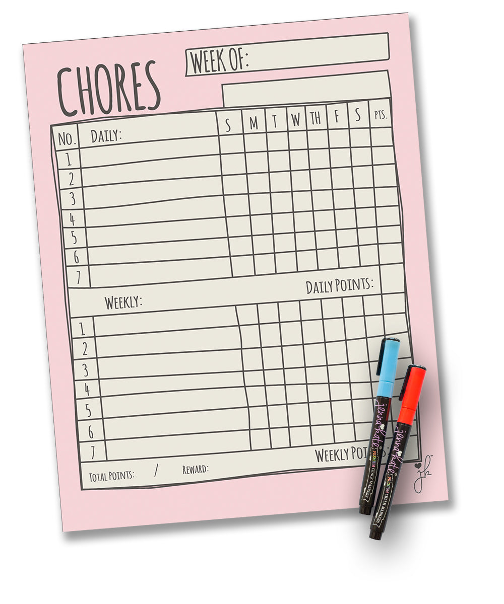 Magnetic Single Chore Chart with Markers- Sketch