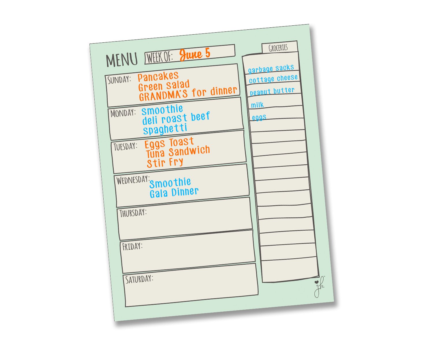 Dry Erase Meal Planner Magnet Weekly Menu Planning – JennaKate