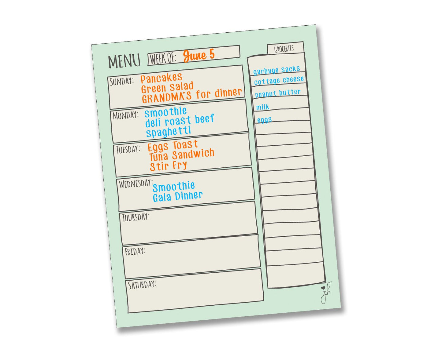 Dry Erase Meal Planner Magnetic - Weekly family Menu Planning