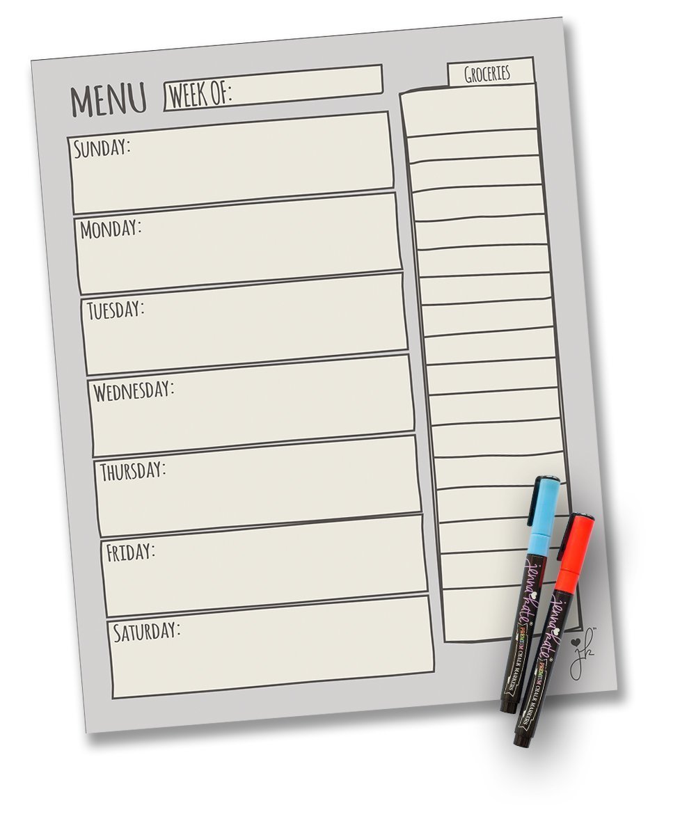 Weekly magnetic meal planner for fridge