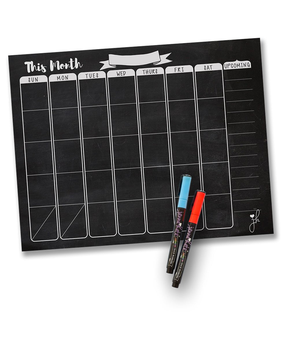 Large Dry Erase Calendar Magnet - Black Whiteboard for Fridge