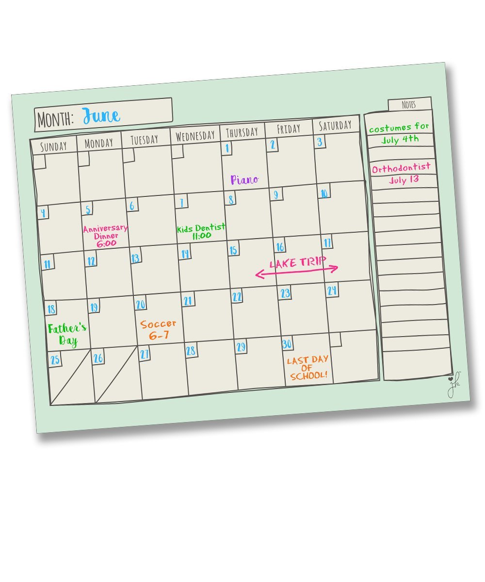 Large Magnetic Dry Erase Calendar Magnet Whiteboard