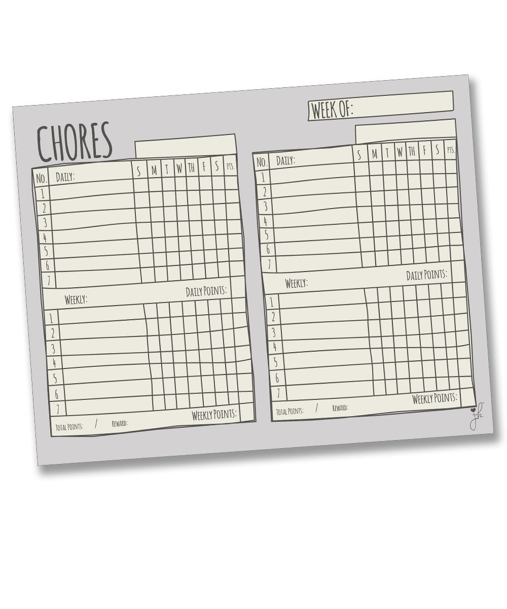 Magnetic Multiple Child Chore Chart - Sketch Design - JennaKate