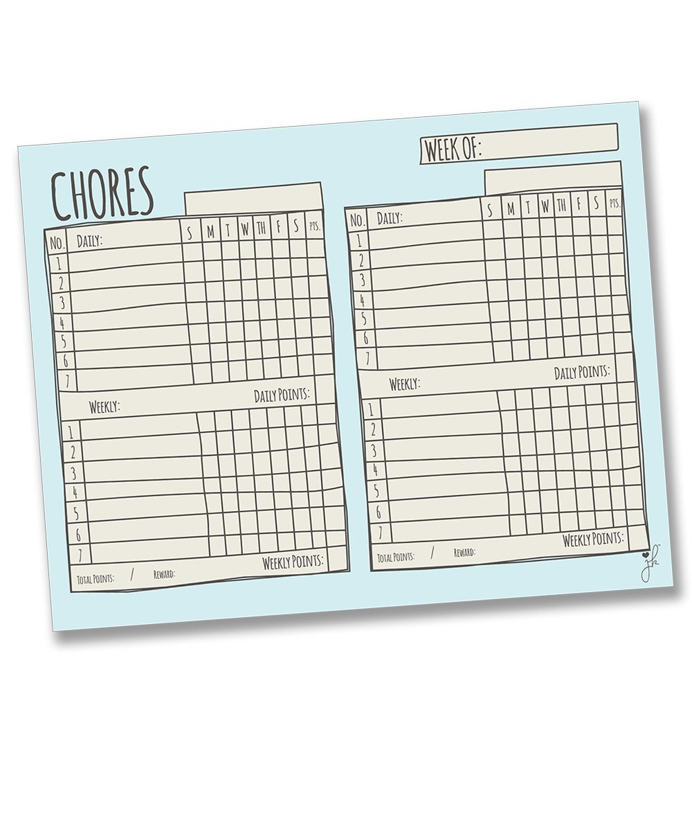 Magnetic Multiple Child Chore Chart - Sketch Design - JennaKate