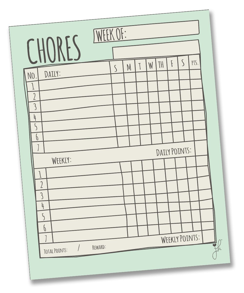 Magnetic Single Chore Chart - Sketch - JennaKate