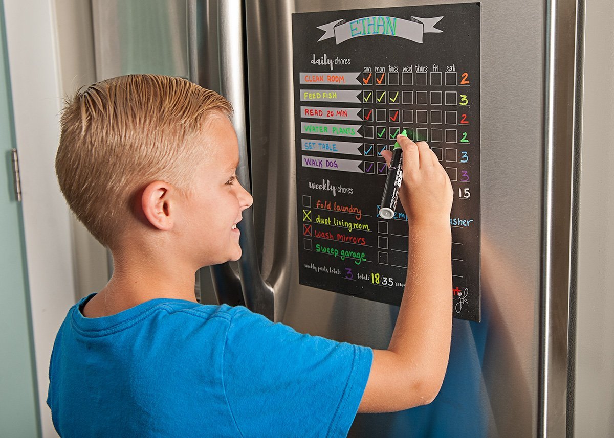 Magnetic Single Chore Chart with Markers- Chalkboard Design - JennaKate