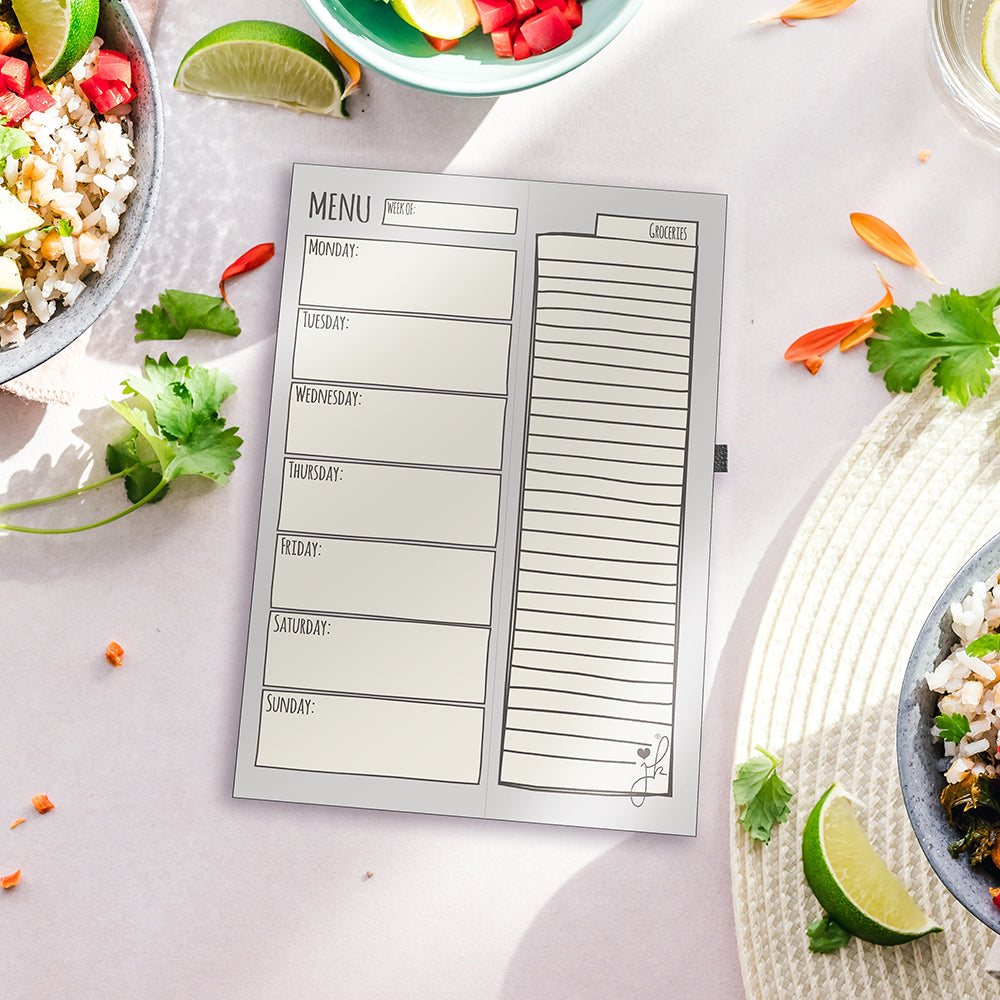 minimalist weekly family meal planner template notepad with grocery list
