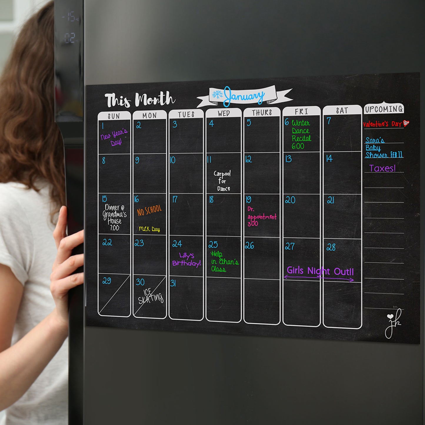 Magnetic Monthly Dry Erase Calendar - Chalkboard Design